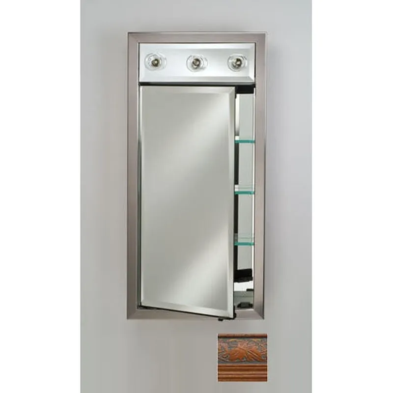 Afina Signature 17" x 30" Parliament Mahogany Recessed Left Hinged Single Door Medicine Cabinet With Contemporary Lights One Day Deal