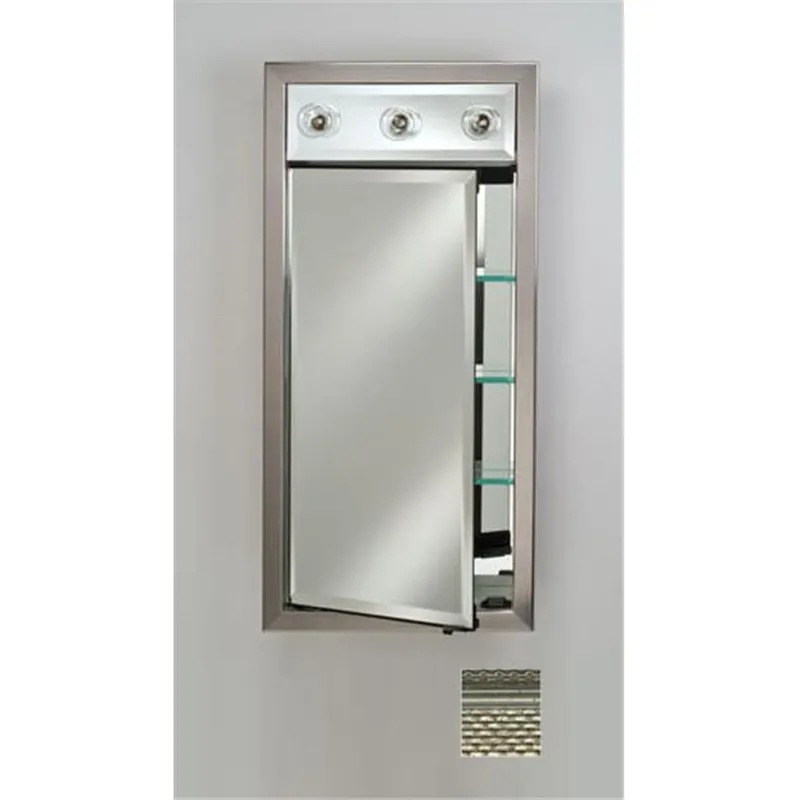 Afina Signature 17" x 34" Elegance Antique Silver Recessed Right Hinged Single Door Medicine Cabinet With Contemporary Lights Limited Offer