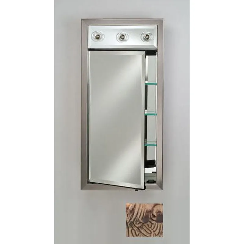 Afina Signature 17" x 34" Siena Antique Oiled Bronze Recessed Right Hinged Single Door Medicine Cabinet With Contemporary Lights Exclusive Offer
