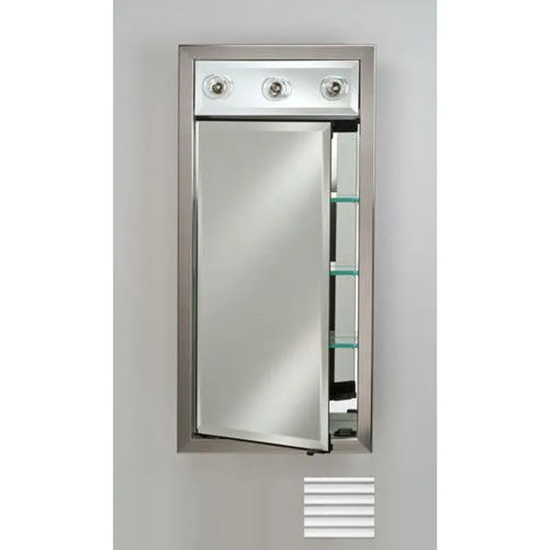Afina Signature 17" x 34" Soho Fluted Chrome Recessed Left Hinged Single Door Medicine Cabinet With Contemporary Lights Super Sale