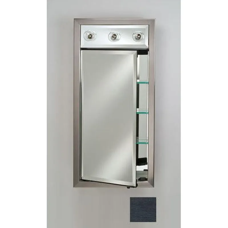 While Supplies Last Afina Signature 17" x 34" Soho Brushed Black Recessed Right Hinged Single Door Medicine Cabinet With Contemporary Lights