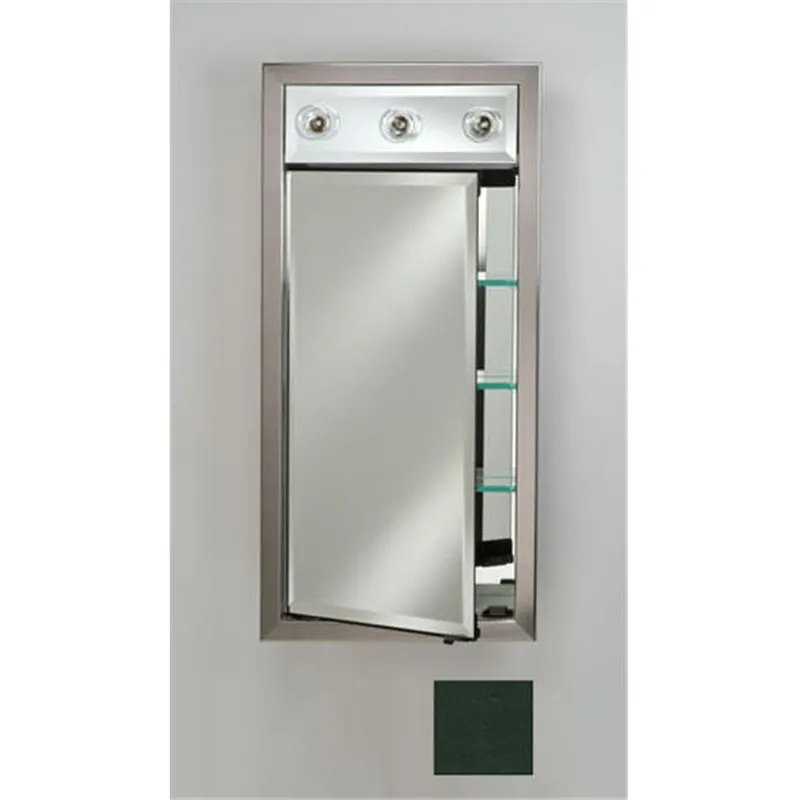 Afina Signature 17" x 34" Colorgrain Green Recessed Left Hinged Single Door Medicine Cabinet With Contemporary Lights Luxury