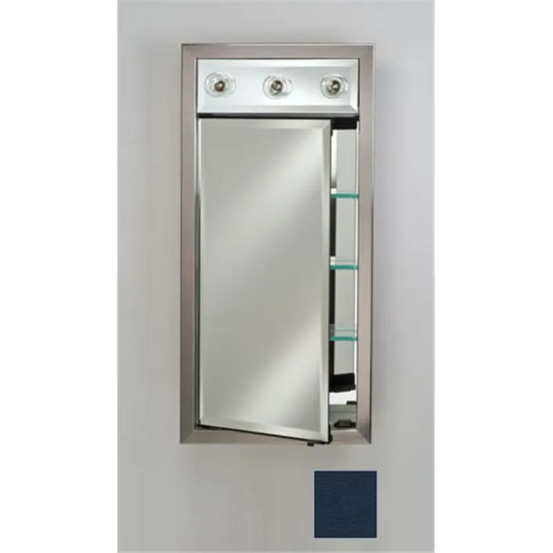 Afina Signature 17" x 34" Colorgrain Blue Recessed Left Hinged Single Door Medicine Cabinet With Contemporary Lights Warranty Included