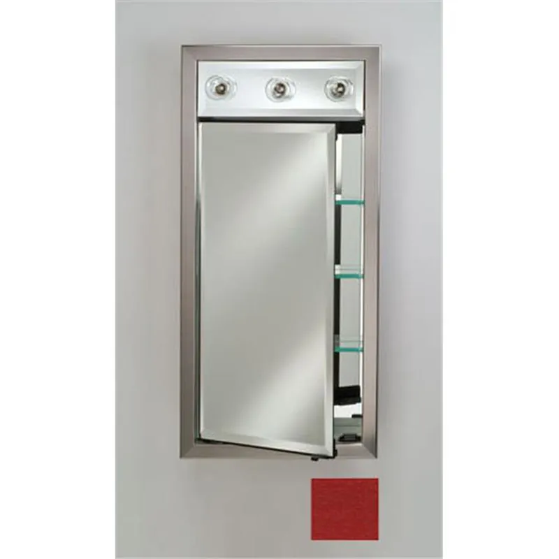 Modern Afina Signature 17" x 34" Colorgrain Red Recessed Right Hinged Single Door Medicine Cabinet With Contemporary Lights