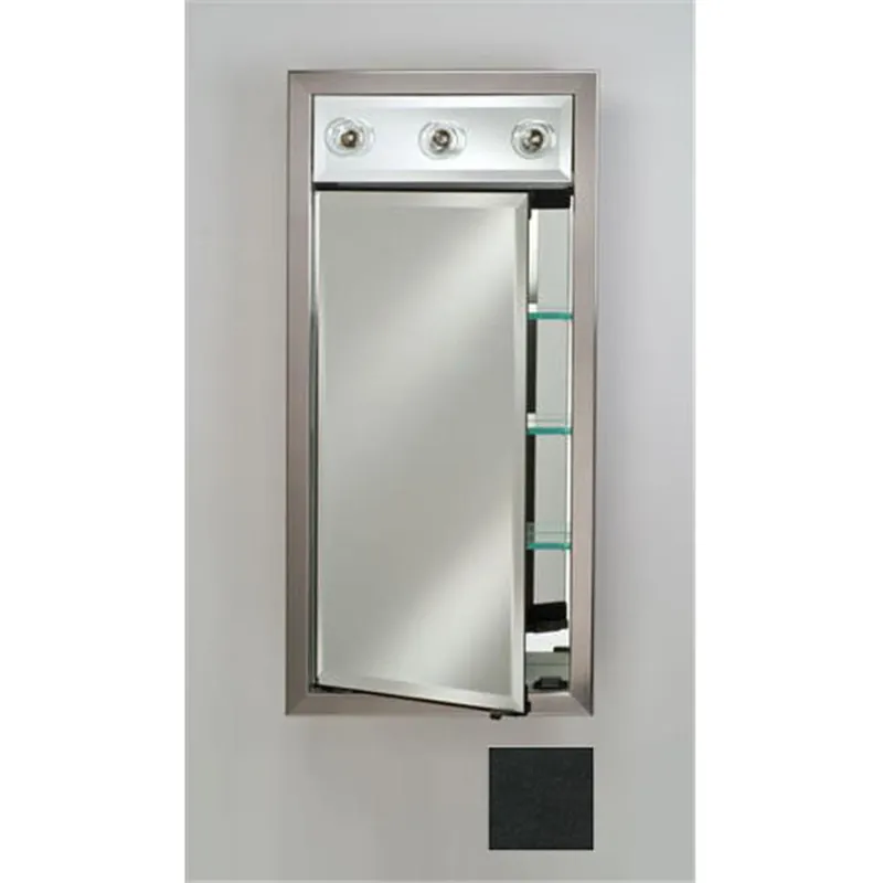 Holiday Sale Afina Signature 17" x 34" Colorgrain Black Recessed Left Hinged Single Door Medicine Cabinet With Contemporary Lights