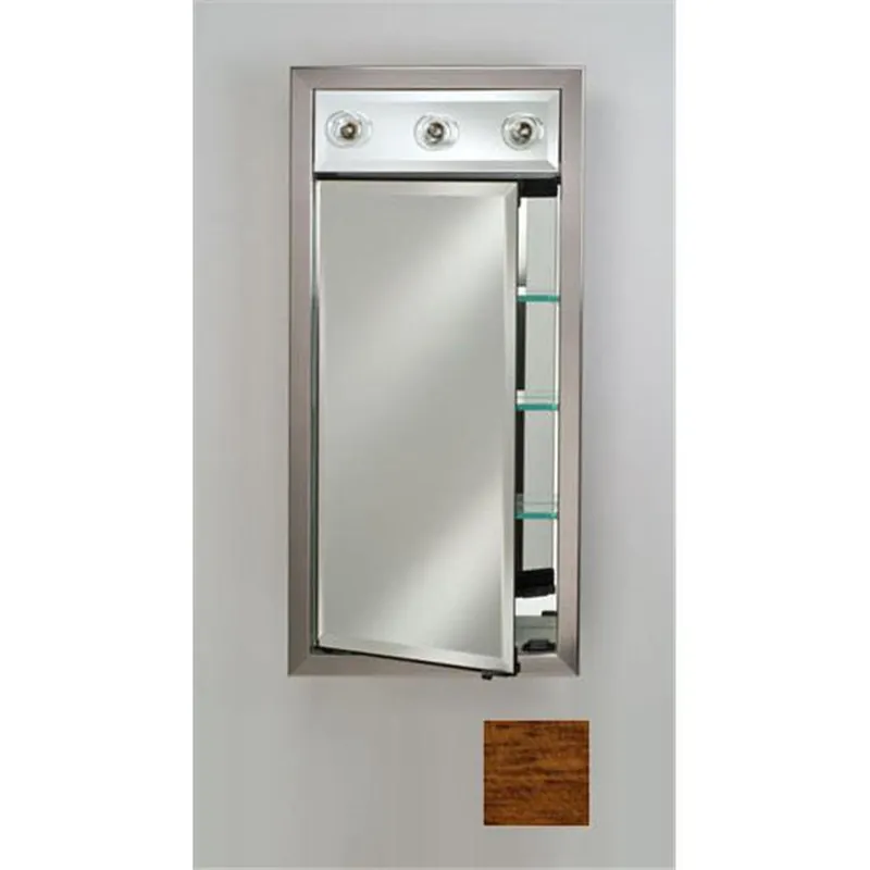 Grab Now Afina Signature 17" x 34" Arlington Honey Recessed Right Hinged Single Door Medicine Cabinet With Contemporary Lights