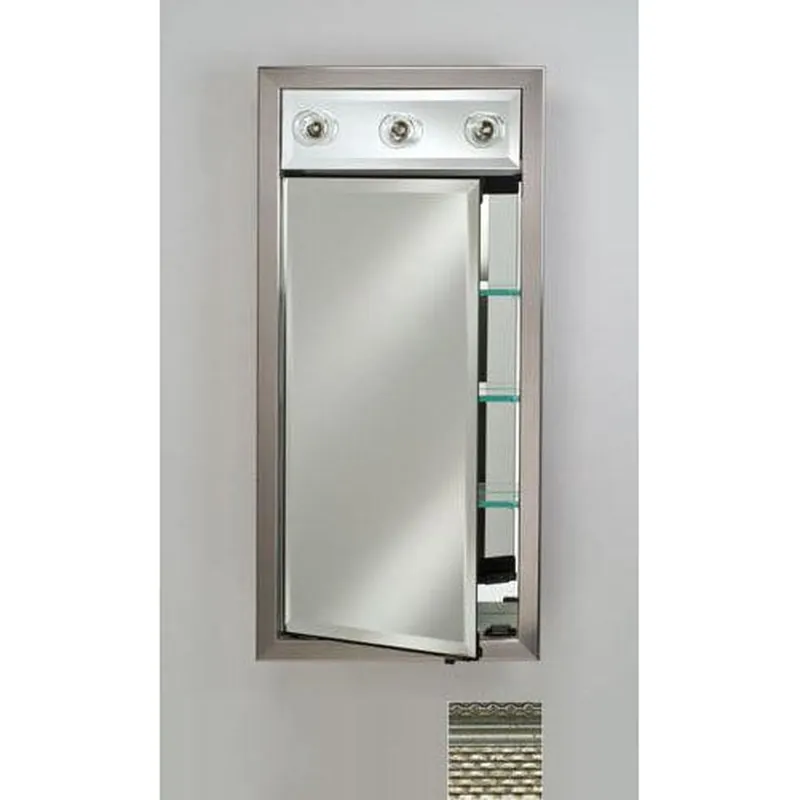 Afina Signature 17" x 30" Elegance Antique Silver Recessed Right Hinged Single Door Medicine Cabinet With Contemporary Lights Next Day Delivery