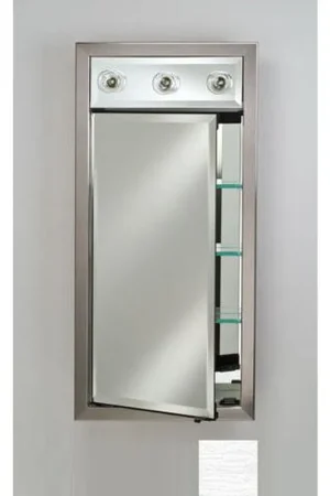Worldwide Shipping Afina Signature 17" x 30" Tribeca Satin Silver Recessed Right Hinged Single Door Medicine Cabinet With Contemporary Lights