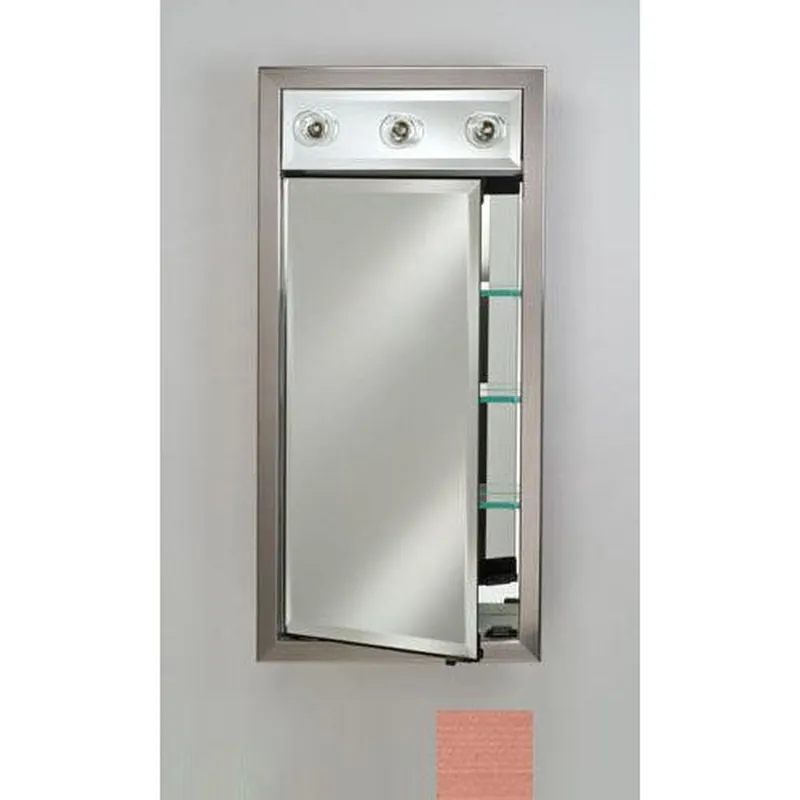 Afina Signature 17" x 30" Soho Brushed Bronze Recessed Right Hinged Single Door Medicine Cabinet With Contemporary Lights While Supplies Last