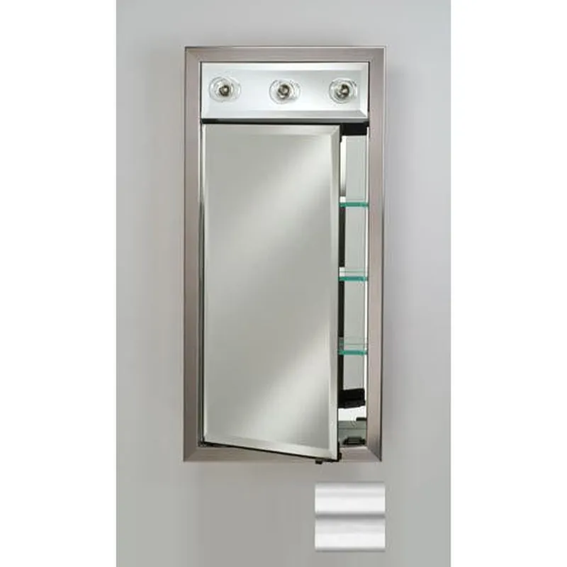 Save Now Afina Signature 17" x 30" Soho Fluted Chrome Recessed Left Hinged Single Door Medicine Cabinet With Contemporary Lights