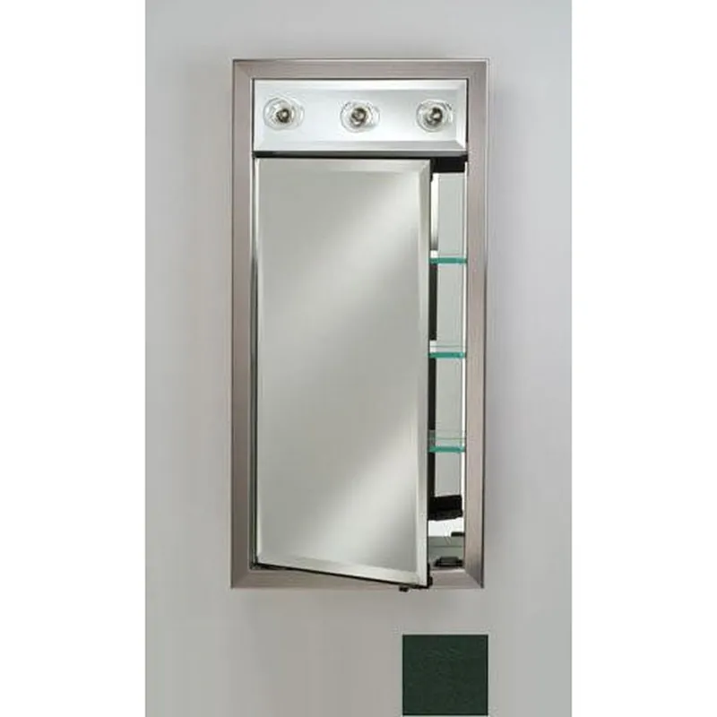 Luxury Afina Signature 17" x 30" Colorgrain Green Recessed Right Hinged Single Door Medicine Cabinet With Contemporary Lights