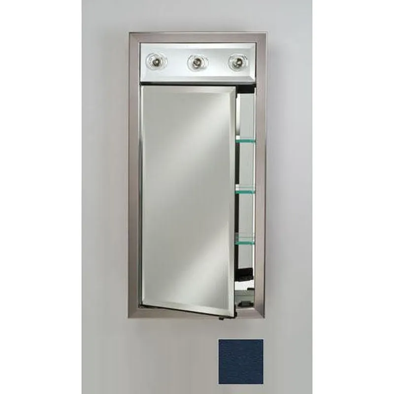 Money Back Guarantee Afina Signature 17" x 30" Colorgrain Blue Recessed Left Hinged Single Door Medicine Cabinet With Contemporary Lights