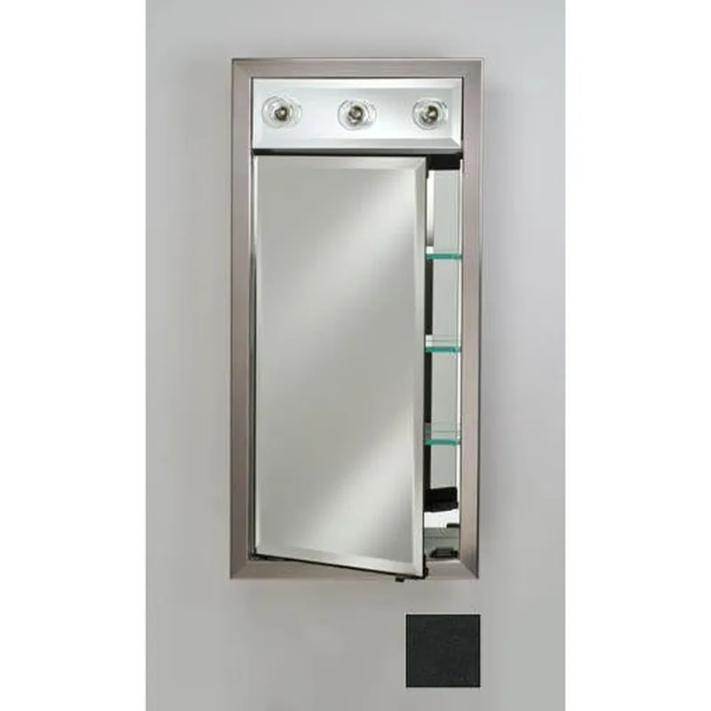Afina Signature 17" x 30" Colorgrain Black Recessed Left Hinged Single Door Medicine Cabinet With Contemporary Lights Factory Price