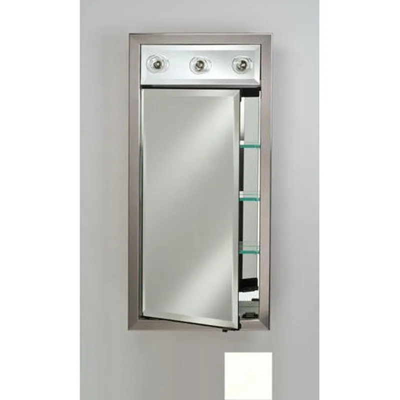 Afina Signature 17" x 30" Colorgrain White Recessed Right Hinged Single Door Medicine Cabinet With Contemporary Lights Wholesale