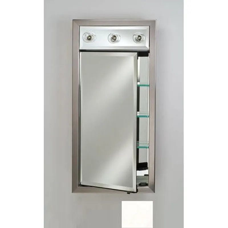Top Rated Afina Signature 17" x 30" Arlington White Recessed Right Hinged Single Door Medicine Cabinet With Contemporary Lights