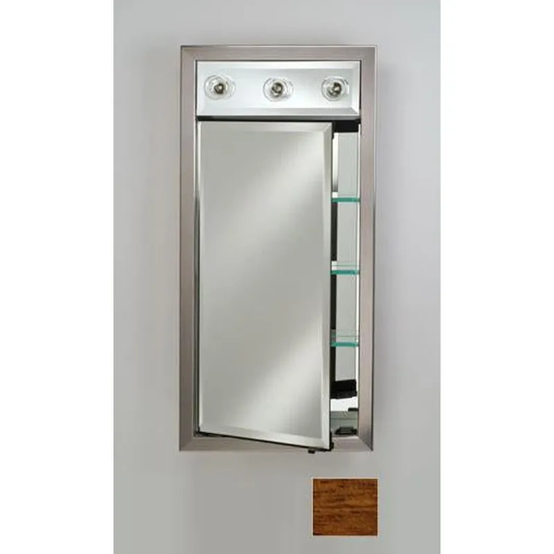 Shop Now Afina Signature 17" x 30" Arlington Honey Recessed Right Hinged Single Door Medicine Cabinet With Contemporary Lights