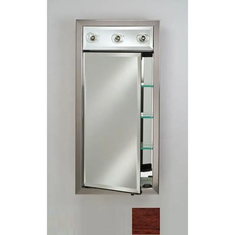 Afina Signature 17" x 30" Arlington Cherry Recessed Right Hinged Single Door Medicine Cabinet With Contemporary Lights Flash Sale