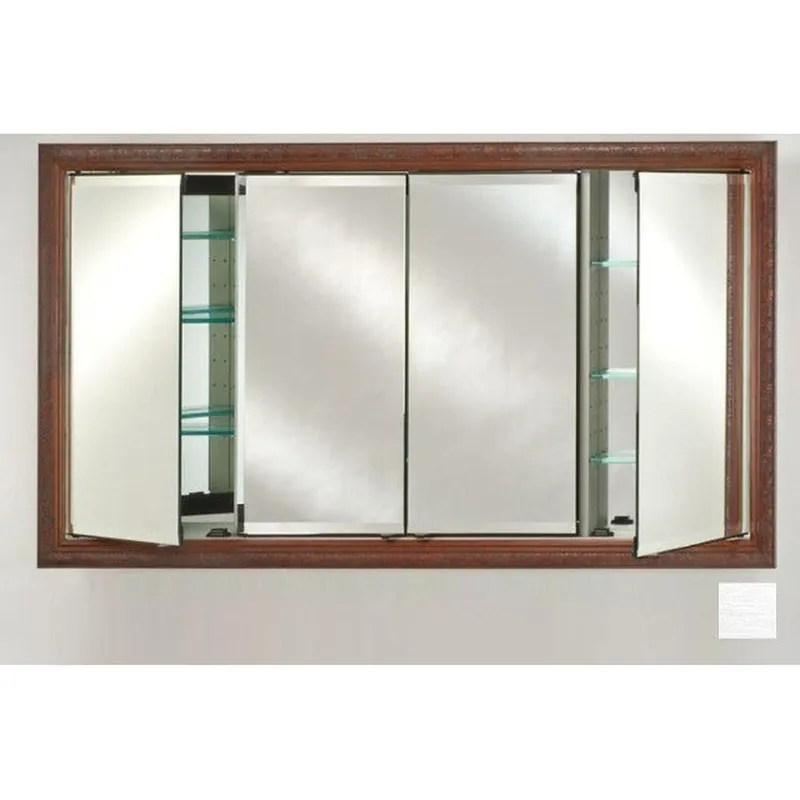 Warranty Included Afina Signature 63" x 36" Tribeca Satin Silver Recessed Four Door Medicine Cabinet With Beveled Edge Mirror
