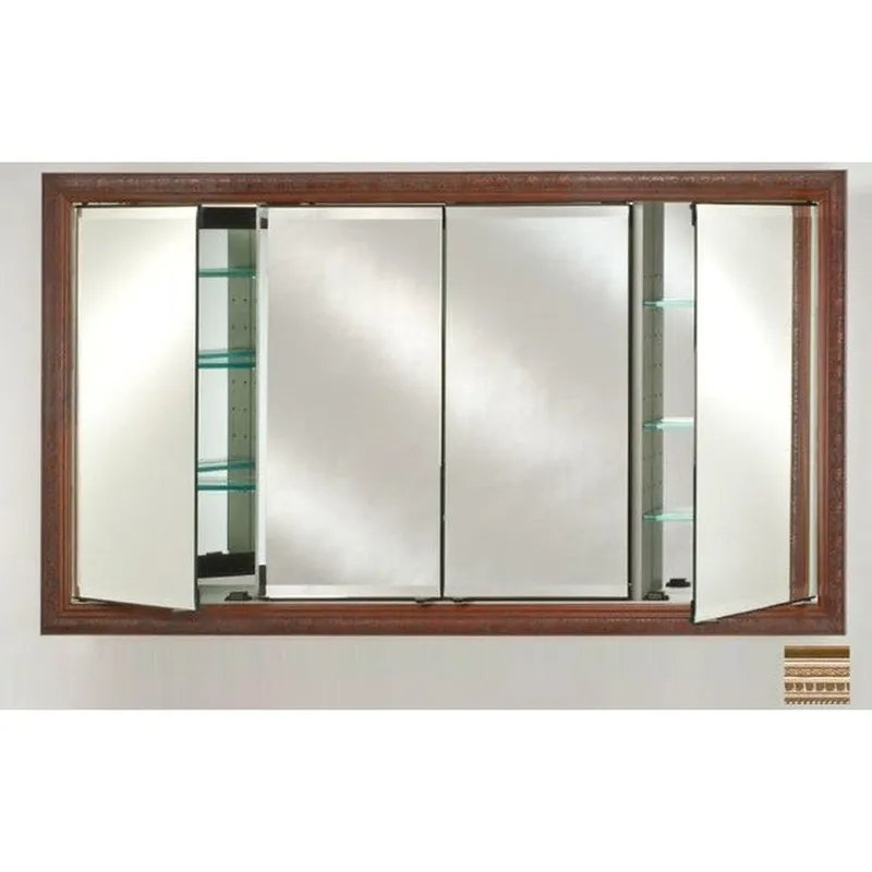 Brand New Afina Signature 63" x 36" Roman Antique Pewter Recessed Four Door Medicine Cabinet With Beveled Edge Mirror