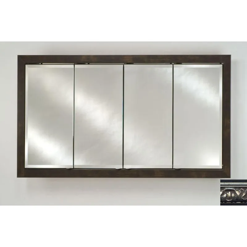 Afina Signature 58" x 30" Valencia Antique Silver Recessed Four Door Medicine Cabinet With Beveled Edge Mirror One Day Deal