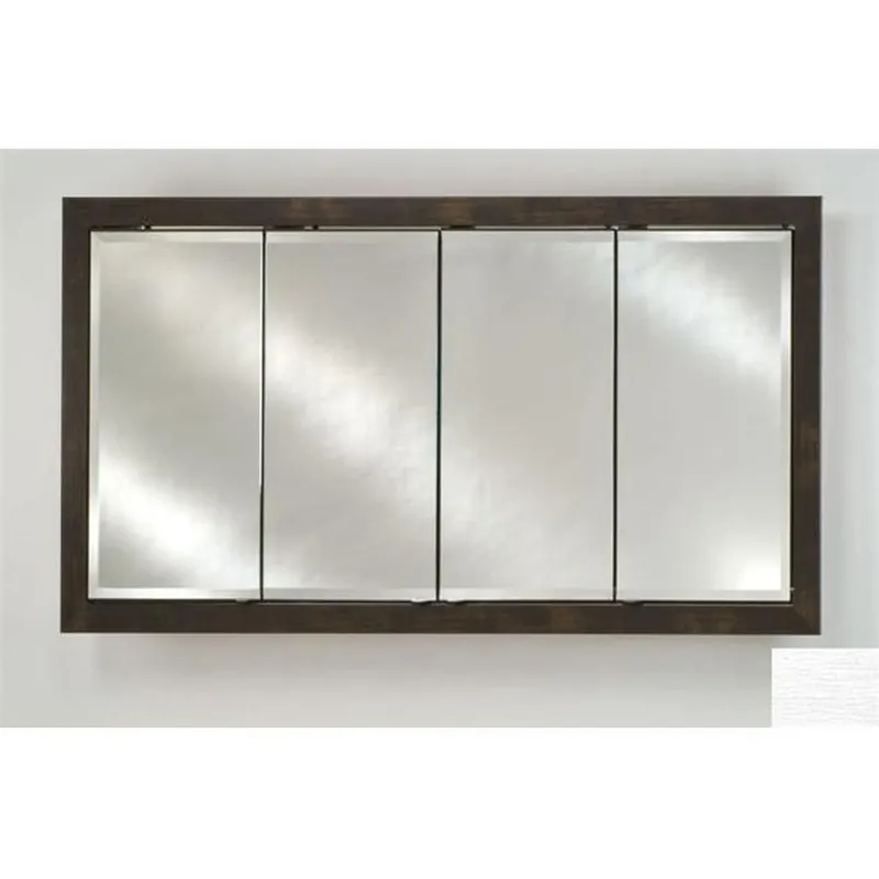Afina Signature 58" x 30" Tribeca Satin Silver Recessed Four Door Medicine Cabinet With Beveled Edge Mirror Buy Direct