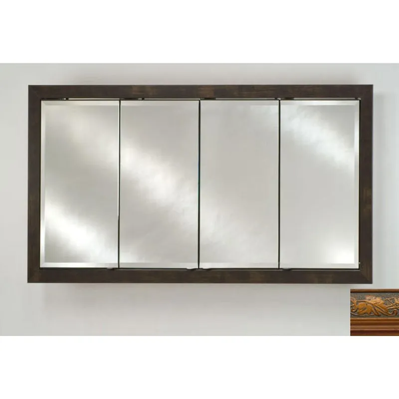 Limited Time Afina Signature 58" x 30" Parliament Honey Recessed Four Door Medicine Cabinet With Beveled Edge Mirror
