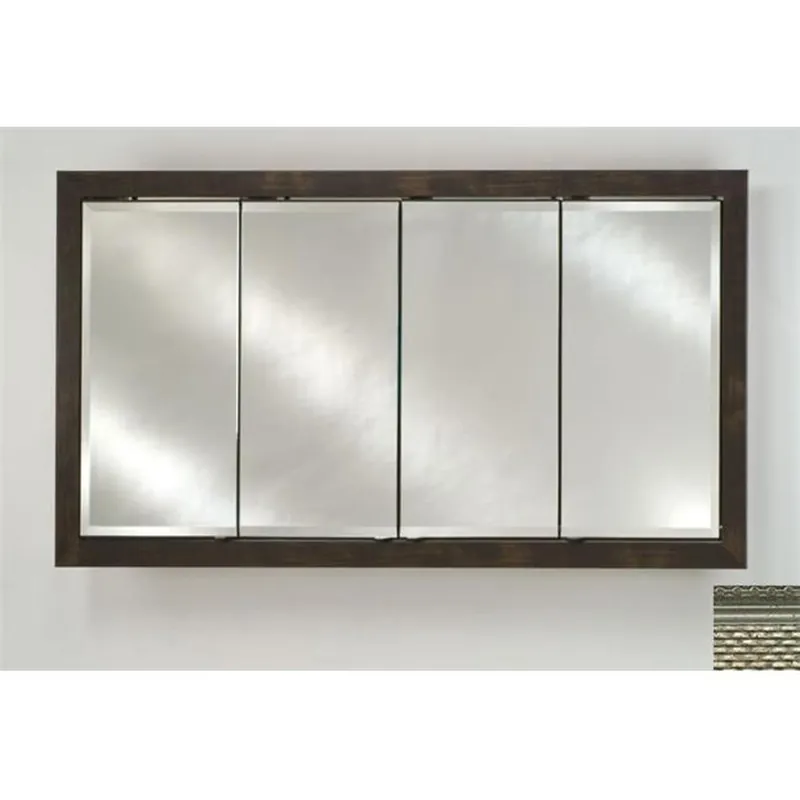 Afina Signature 58" x 30" Elegance Antique Silver Recessed Four Door Medicine Cabinet With Beveled Edge Mirror Markdown