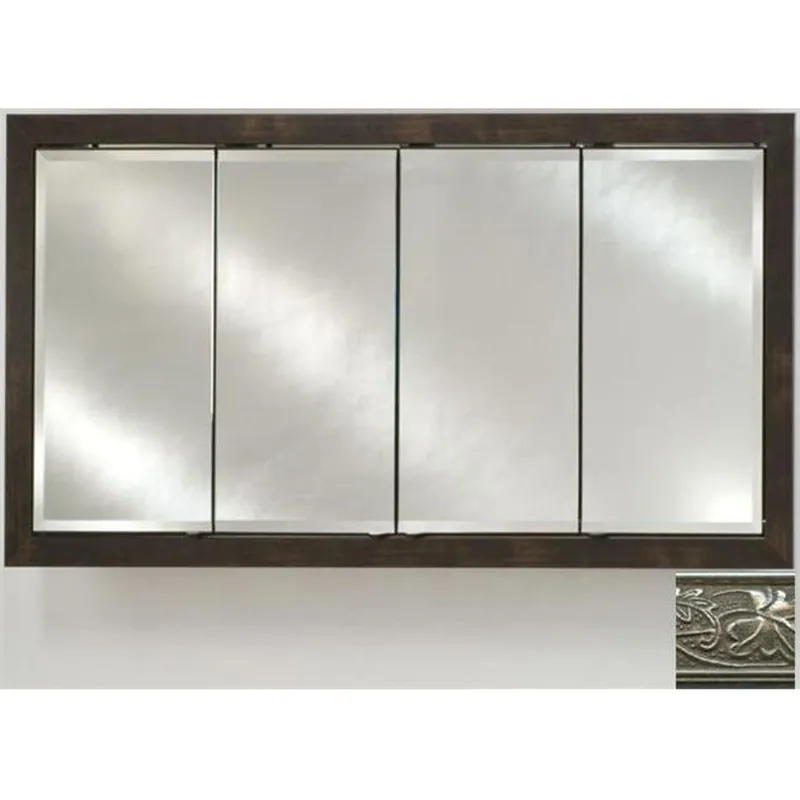 Free Returns Afina Signature 58" x 30" Aristocrat Antique Silver Recessed Four Door Medicine Cabinet With Beveled Edge Mirror