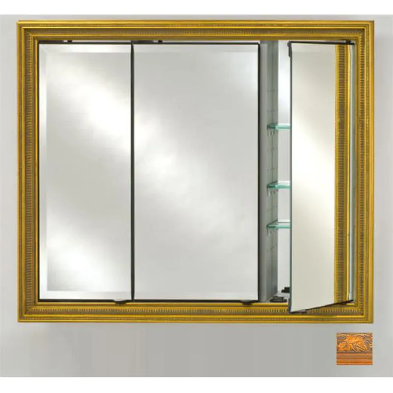 Afina Signature 47" x 36" Parliament Honey Recessed Triple Door Medicine Cabinet With Beveled Edge Mirror Next Day Delivery