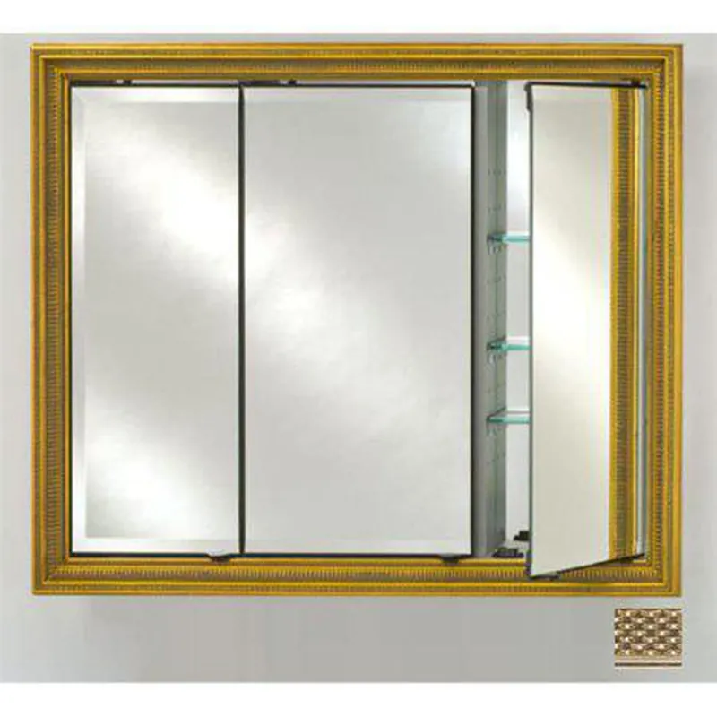 Afina Signature 47" x 36" Elegance Antique Silver Recessed Triple Door Medicine Cabinet With Beveled Edge Mirror Limited Edition