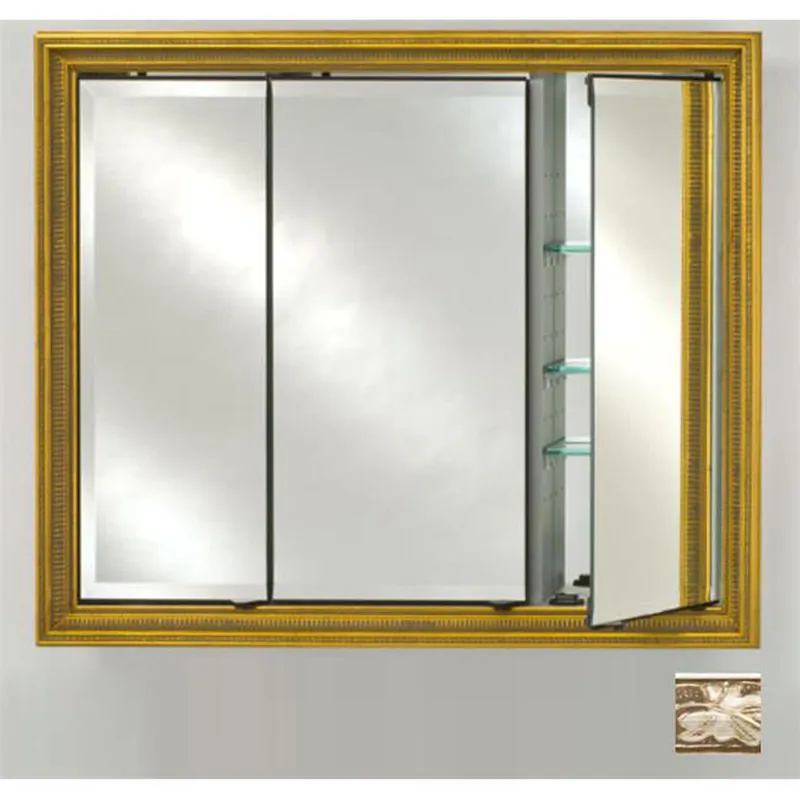 Seasonal Sale Afina Signature 47" x 36" Aristocrat Antique Silver Recessed Triple Door Medicine Cabinet With Beveled Edge Mirror