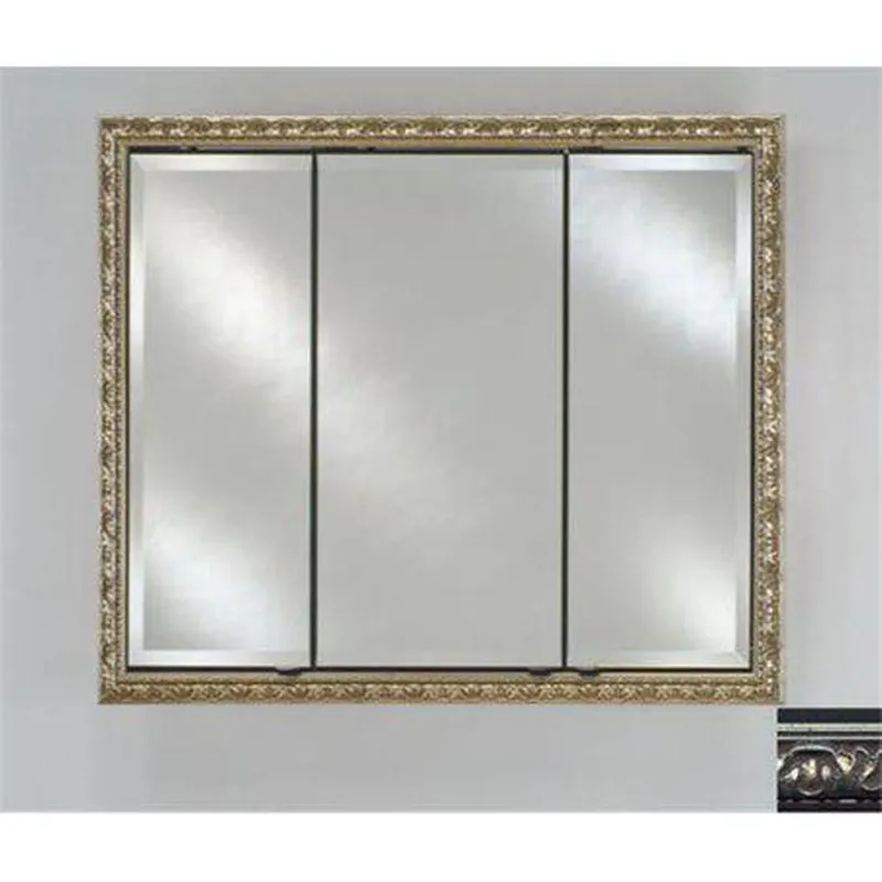 Afina Signature 44" x 30" Valencia Antique Silver Recessed Triple Door Medicine Cabinet With Beveled Edge Mirror Price Drop