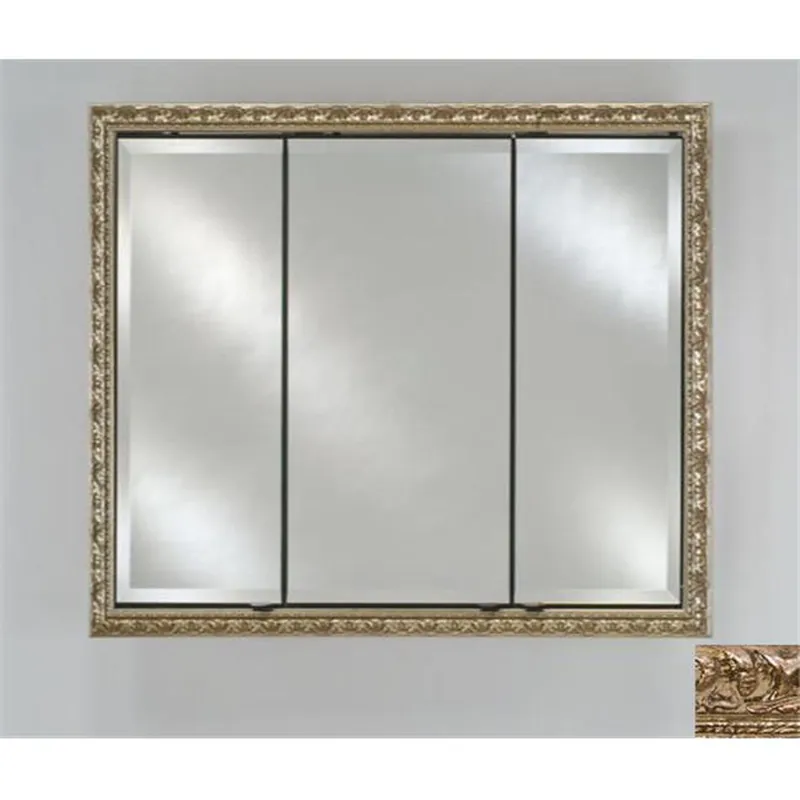 Afina Signature 44" x 30" Tuscany Antique Silver Recessed Triple Door Medicine Cabinet With Beveled Edge Mirror Direct From Factory