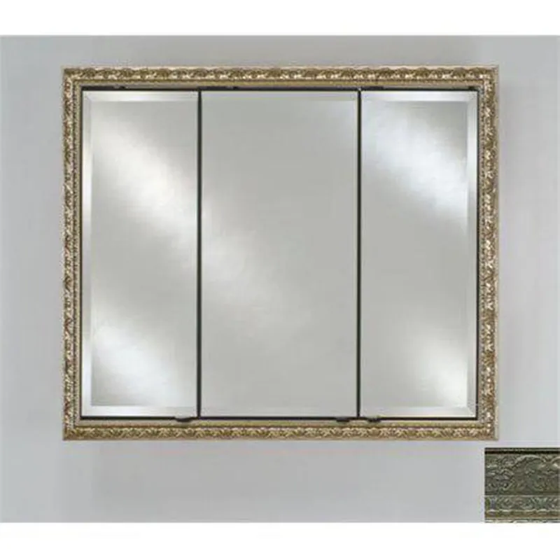 Shop Now Afina Signature 44" x 30" Regal Antique Silver Recessed Triple Door Medicine Cabinet With Beveled Edge Mirror