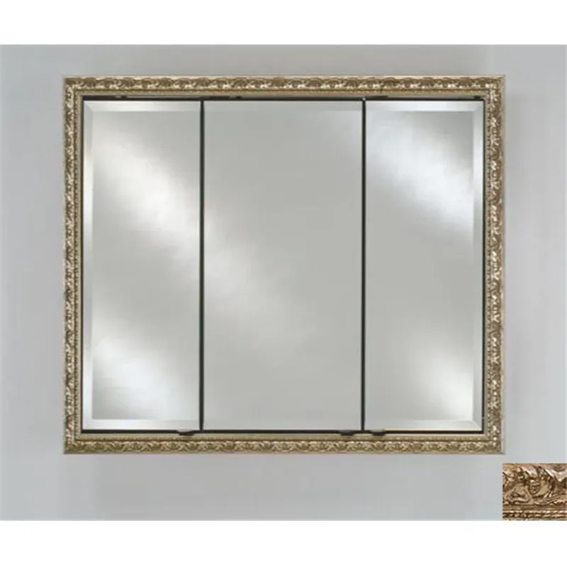 Afina Signature 38" x 30" Tuscany Antique Silver Recessed Triple Door Medicine Cabinet With Beveled Edge Mirror Trusted Brand