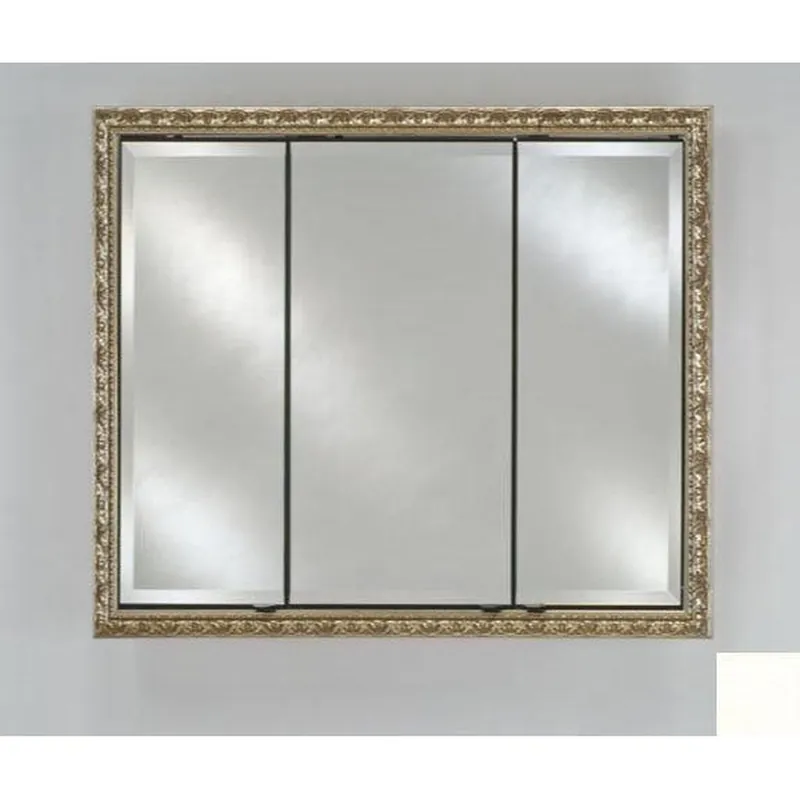 Afina Signature 38" x 30" Colorgrain White Recessed Triple Door Medicine Cabinet With Beveled Edge Mirror Same Day Shipping