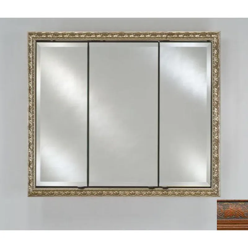 Trusted Brand Afina Signature 34" x 30" Parliament Mahogany Recessed Triple Door Medicine Cabinet With Beveled Edge Mirror