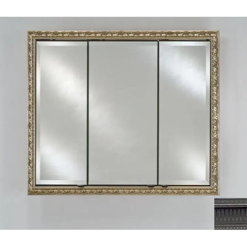 Grab Now Afina Signature 34" x 30" Roman Antique Pewter Recessed Triple Door Medicine Cabinet With Beveled Edge Mirror