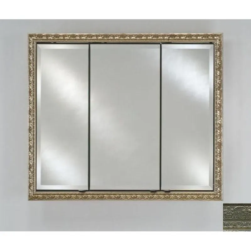 Afina Signature 34" x 30" Regal Antique Silver Recessed Triple Door Medicine Cabinet With Beveled Edge Mirror Sale