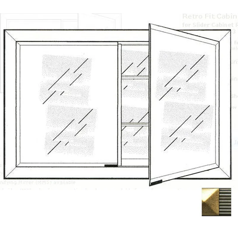Afina Signature 33" x 23" Meridian Antique Silver with Antique Gold Caps Recessed Retro-Fit Double Door Medicine Cabinet With Beveled Edge Mirror Price Cut