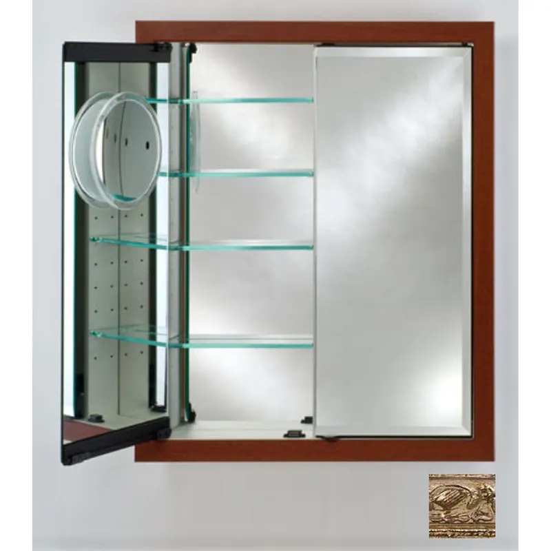 Afina Signature 31" x 36" Tuscany Antique Silver Recessed Double Door Medicine Cabinet With Beveled Edge Mirror High Quality