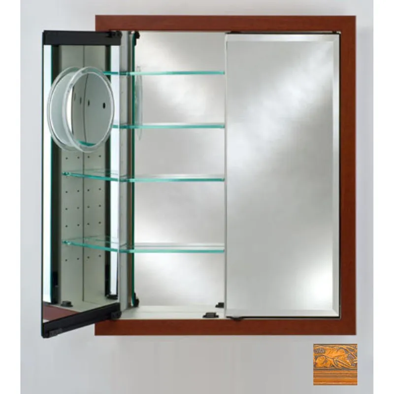 Afina Signature 31" x 36" Parliament Honey Recessed Double Door Medicine Cabinet With Beveled Edge Mirror Top Rated