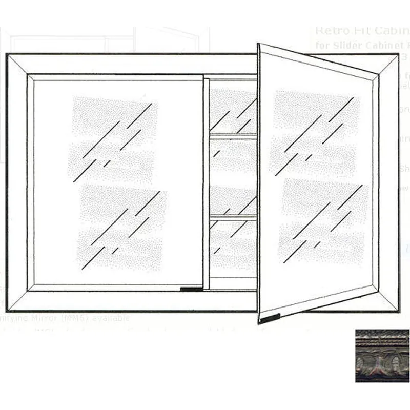 Afina Signature 27" x 21" Tuscany Antique Silver Recessed Retro-Fit Double Door Medicine Cabinet With Beveled Edge Mirror Order Now