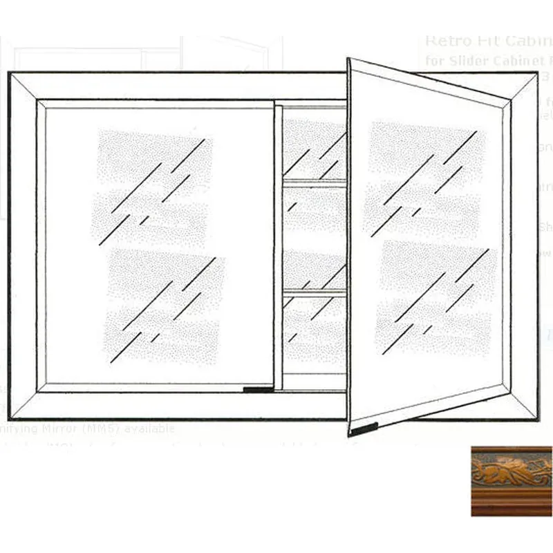 Seasonal Sale Afina Signature 27" x 21" Parliament Honey Recessed Retro-Fit Double Door Medicine Cabinet With Beveled Edge Mirror