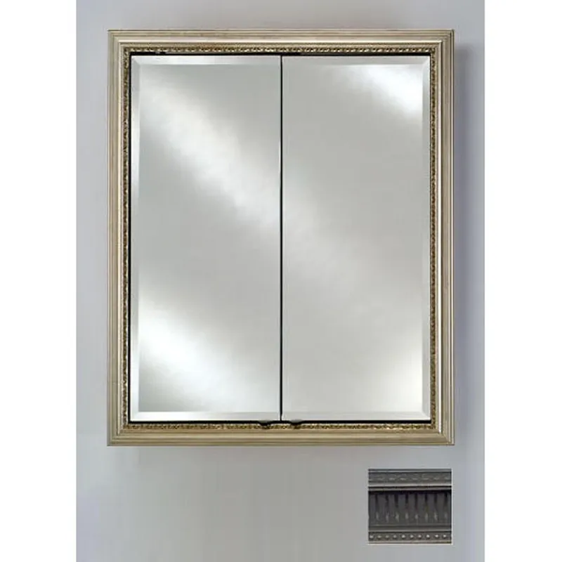 Save Now Afina Signature 24" x 30" Roman Antique Pewter Recessed Double Door Medicine Cabinet With Beveled Edge Mirror