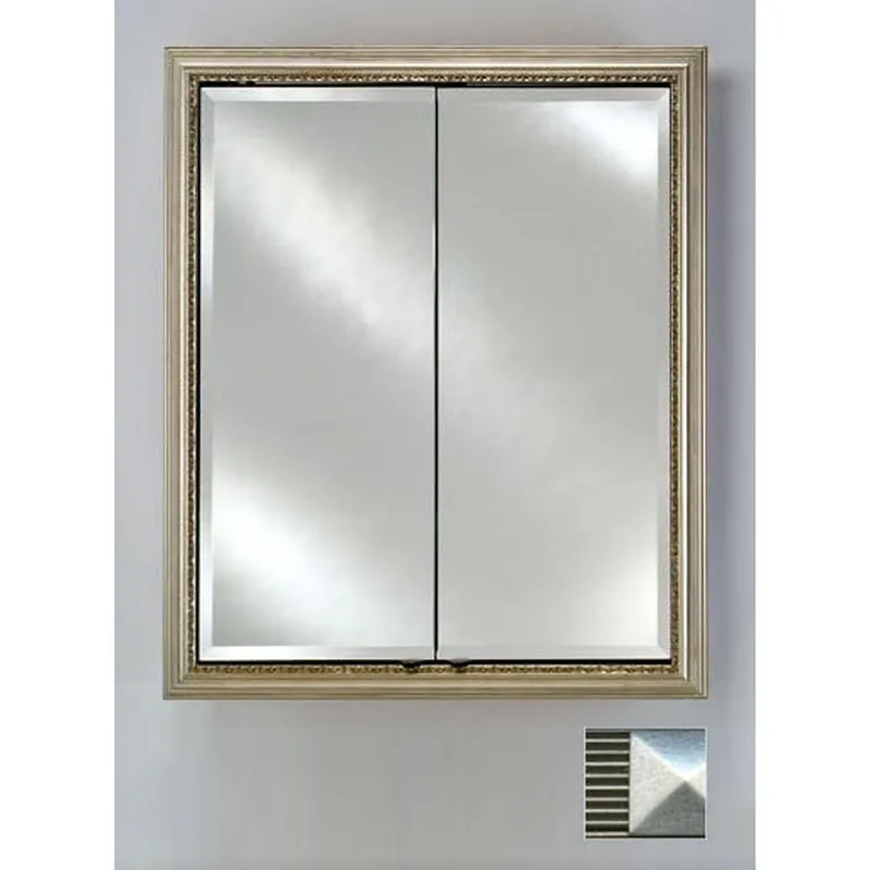 Afina Signature 24" x 30" Meridian Antique Silver with Antique Silver Caps Recessed Double Door Medicine Cabinet With Beveled Edge Mirror Don’t Miss Out