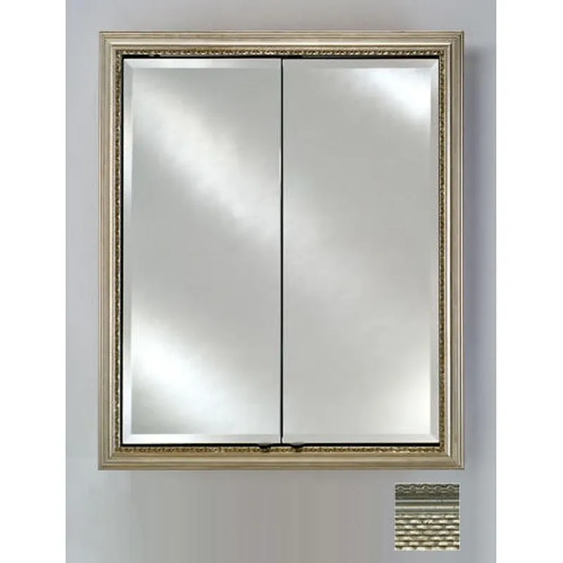 Afina Signature 24" x 30" Elegance Antique Silver Recessed Double Door Medicine Cabinet With Beveled Edge Mirror Direct From Factory