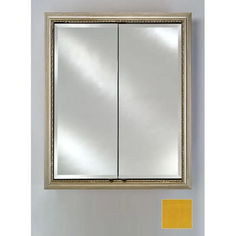 Limited Offer Afina Signature 24" x 30" Colorgrain Yellow Recessed Double Door Medicine Cabinet With Beveled Edge Mirror