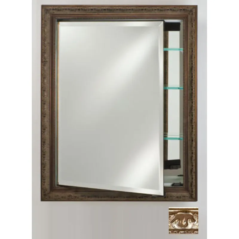 Afina Signature 24" x 36" Valencia Antique Silver Recessed Reversible Hinged Single Door Medicine Cabinet With Beveled Edge Mirror Mega Sale