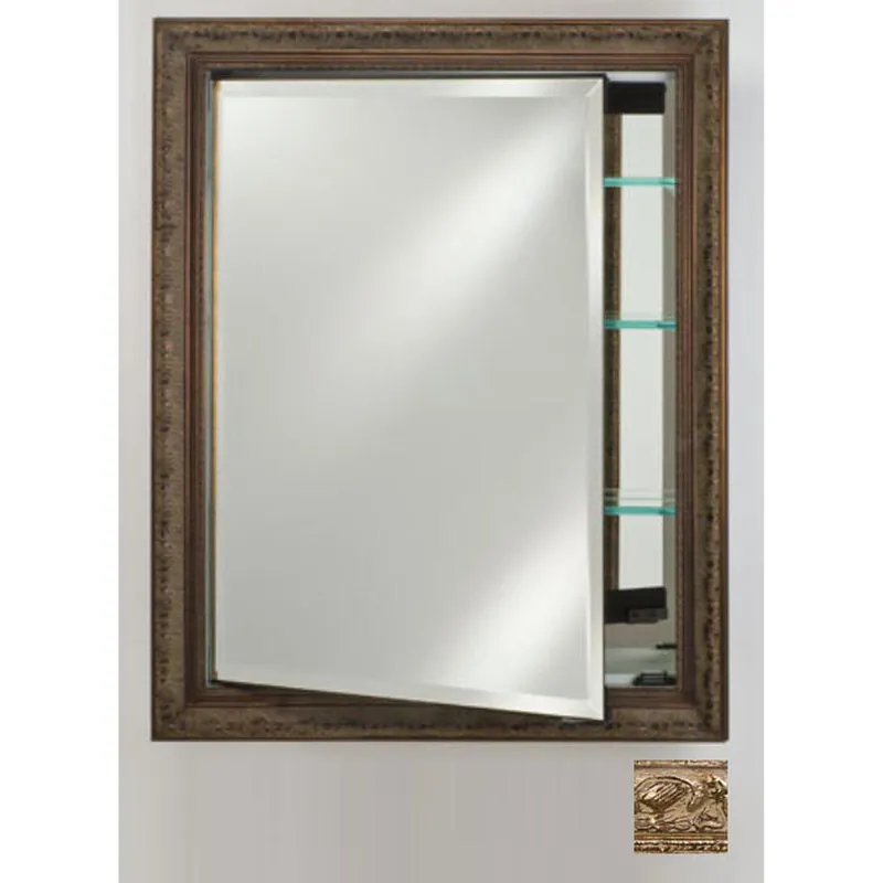 Afina Signature 24" x 36" Tuscany Antique Silver Recessed Reversible Hinged Single Door Medicine Cabinet With Beveled Edge Mirror Fresh Stock